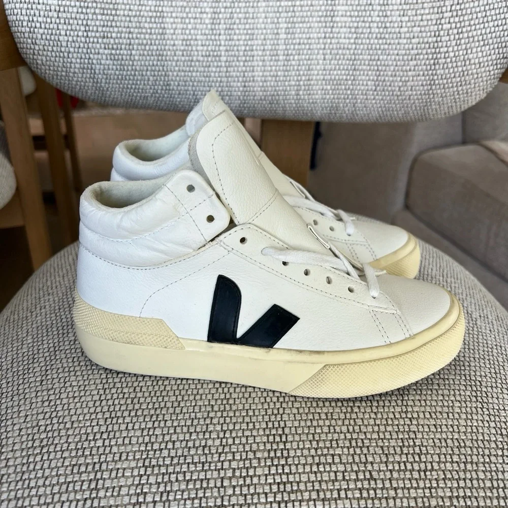 Veja Minotaur High Top Sneakers in Black and White